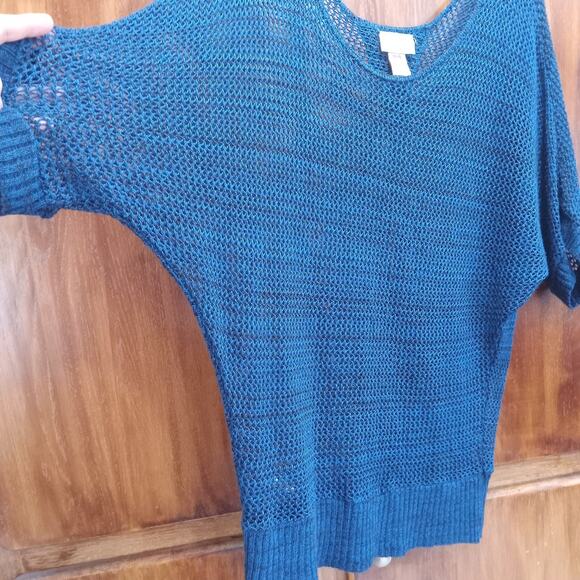 Vintage Loop 18 Open Back Open Knit Sweater Top Juniors Size 13/15 Blue 90s Y2k - Picture 3 of 10